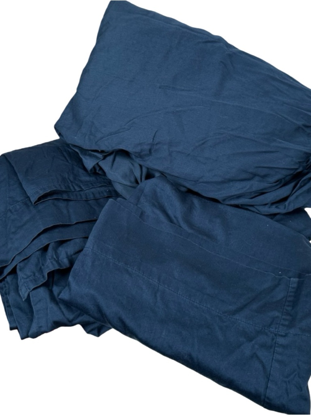 Pottery Barn Teen Solid Navy Blue Three Piece Sheet Set Twin XL 100% Cotton
